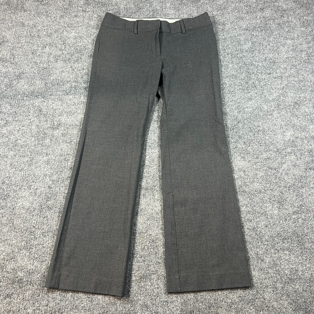 Loft Ann Taylor Marisa Pants Womens 4 Petite Gray Linen Stretch Wide Leg Formal